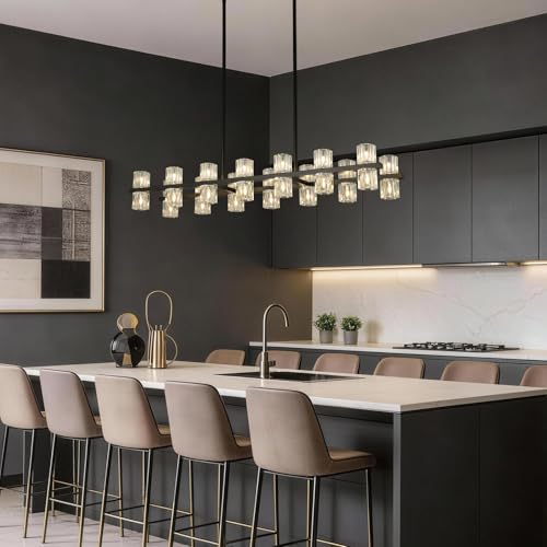 28 Light L46" Extra Large Rectangle Black Crystal Dining Room Chandelier