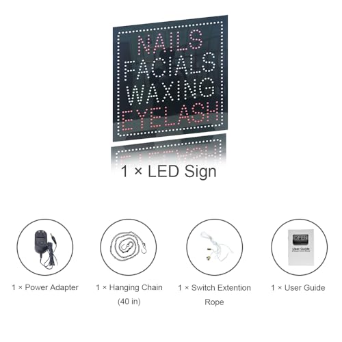 Nails Facials Waxing Eyelash LED Neon Sign