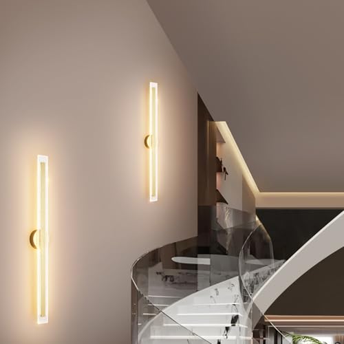 Modern Wall Sconces 39.4In Gold Wall Light Fixtures Dimmable LED Sconce Wall Lighting Indoor Hardwired Wall Lamps for Living Room Bedroom Hallway Stairs