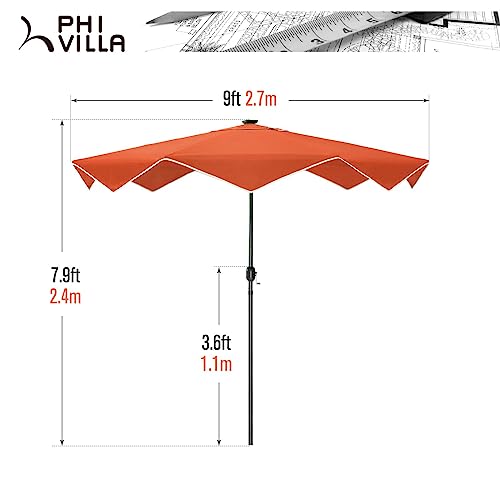 9ft Outdoor Patio Umbrellas with 24 pcs LED Solar Lights