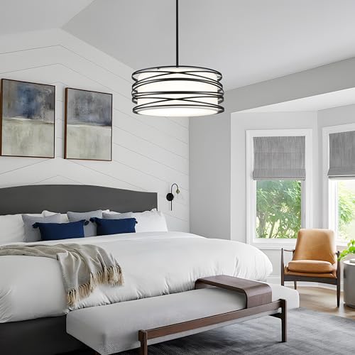 15.7'' Black Drum Chandelier for Dining Room 3
