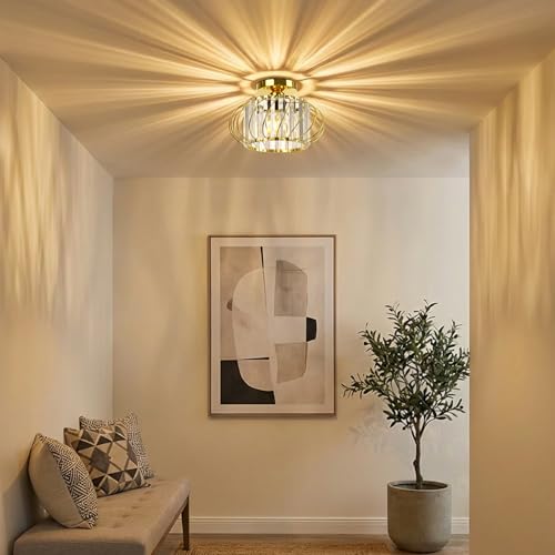 Gold Crystal Ceiling Light Fixture