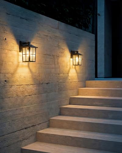 Black Outdoor Waterproof Modern Patio Wall Light Fixtures Set of 2 (2 Count)