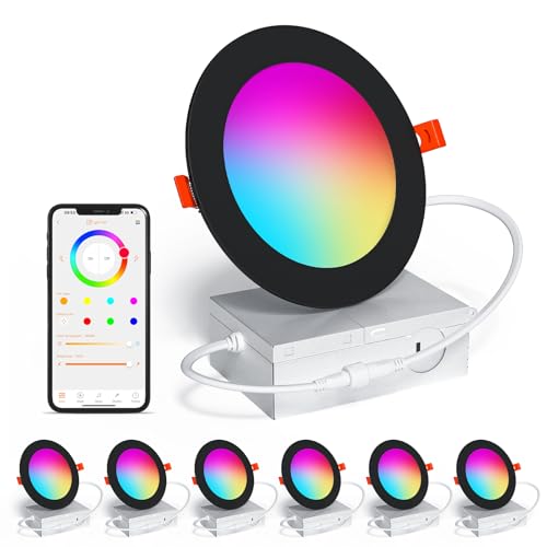 Smart Recessed Lighting 6 Inch RGBCW Color Changing 16W LED Downlight with Junction Box