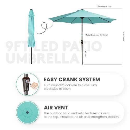 9' Patio Umbrella with Solar Lights