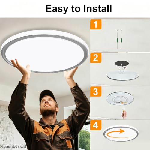 15 Inch LED Flush Mount Ceiling Light (Gray)