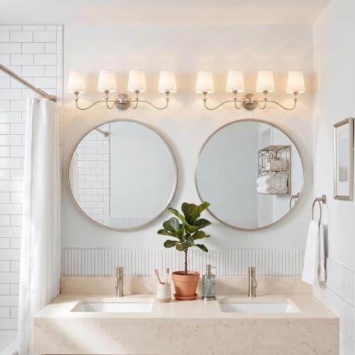 4 Light Vintage Bathroom Vanity Light Fixtures Over Mirror