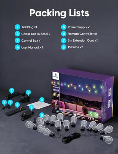 RGBW Outdoor String Lights 100ft (100FT)