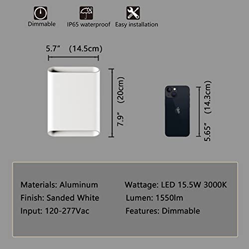 LED Wall Lights Outdoor Wall Sconces Dimmable 15.5W (2 Count)