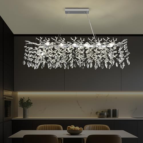 Modern Rectangle Crystal Tree Branch Chandelier
