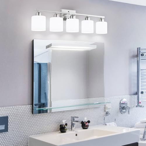 5 Light Bathroom Light Fixtures Brushed Nickel
