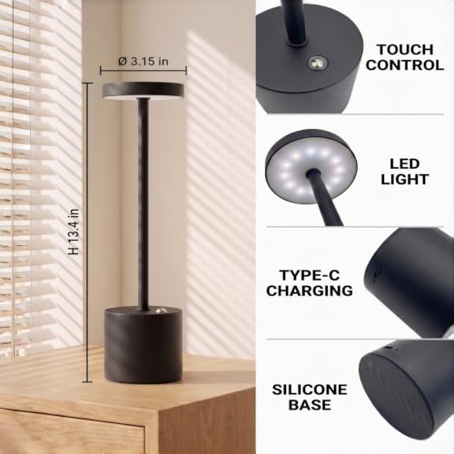 Black Cordless Table Lamp Set of 2 (2 Count)