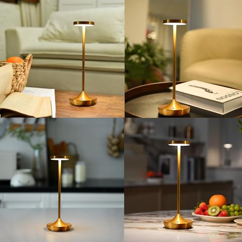 Gold Cordless LED Table Lamps Rechargeable 6000mAh