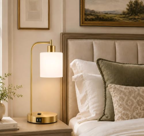 Set of 2 Industrial Touch Control Table Lamps with 2 USB Ports and AC Outlet (2 Count)