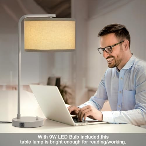 25" Tall Table Lamp with USB C+A Ports