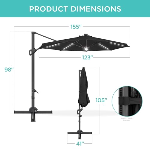 10ft Solar LED Cantilever Patio Umbrella
