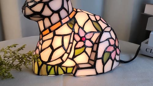 A0012 Tiffany Style Lovely Ratbbit Table Lamp Handmade Stained Glass Animal Night Light