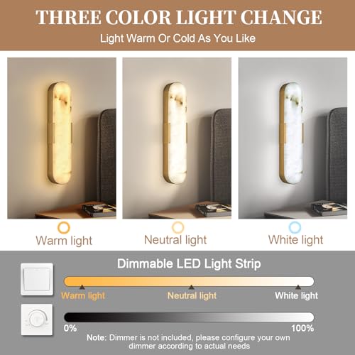 4 Pack 20in Natural Marble Wall Sconces Gold Alabaster Wall Light