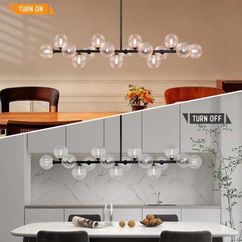Linear Chandeliers 55'' Sputnik Glass Chandelier for Dining Room 16 Light
