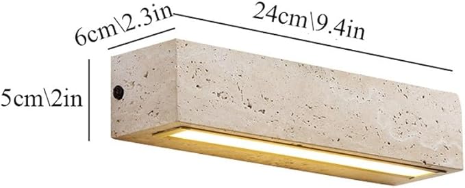 Outdoor/Indoor Natural Stone Wall Sconces, Exterior IP65 Waterproof Yellow Travertine Wall Lamp, Japanese Style Wabi-Sabi Art Decor Wall Lighting Fixtures for Entryway Hallway Bedroom