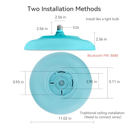 Sky Blue Waterproof LED Flush Mount Ceiling Light Fixture
