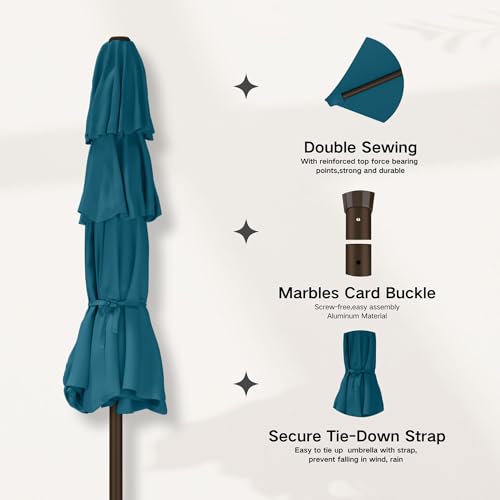 9ft 3 Tier Patio Umbrella with Solar Lights