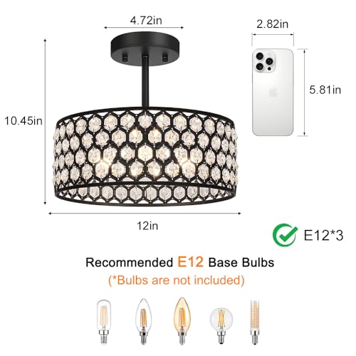 Black Crystal Ceiling Light Fixture