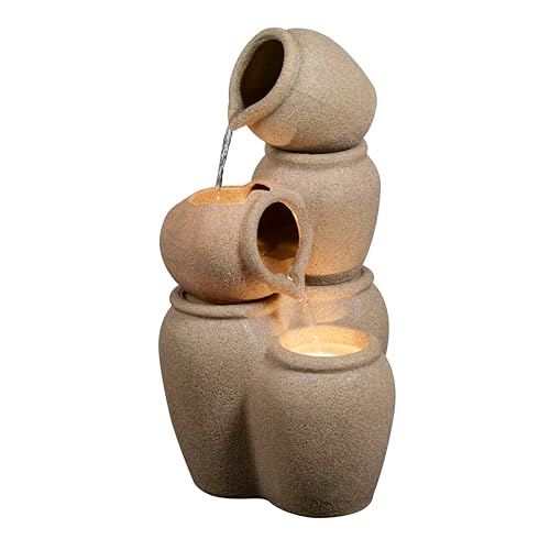 29.53” H 3 Tiers Cascading Jars Outdoor Water Fountain Made with Eco