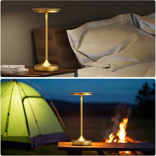 LED Cordless Table Lamp 6000mAh Rechargeable Battery Outdoor Light Gold
