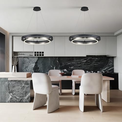 LED Black Ring Chandelier Dimmable Round Chandelier Entryway Chandeliers