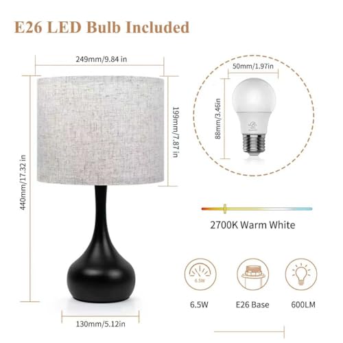 Touch Bedside Lamp for Bedroom