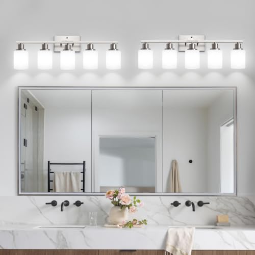 5 Light Vanity Light with Milky White Shades