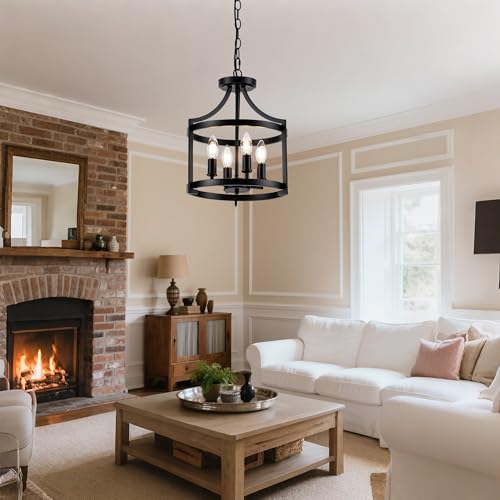 4 Lights Black Farmhouse Chandelier
