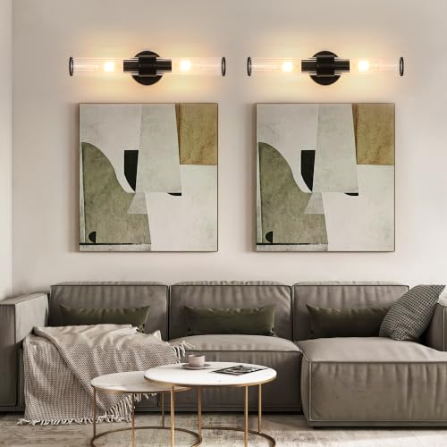 Black Battery Operated Wall Sconces Set of 2