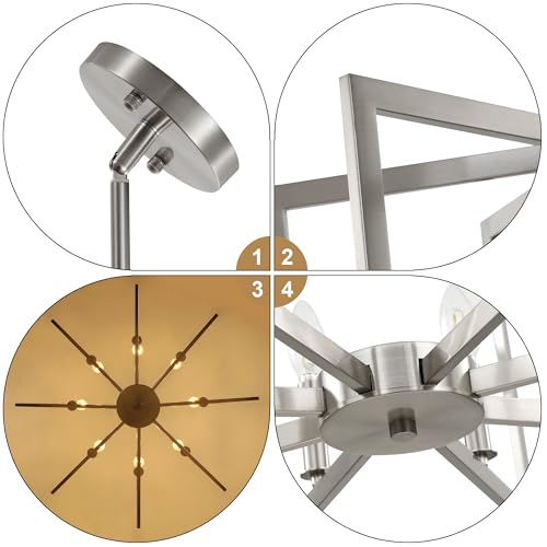 8 Light Modern Farmhouse Brushed Nickel Chandeliers for Dining Room (8 Count)