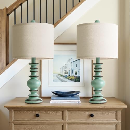20" Distressed Teal Bedside Lamps Set of 2 (2 Count)