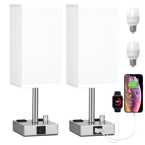 Silver Bedside Table Lamps Set of 2 (2 Count)