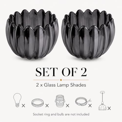 Dark Grey Tulip Glass Lamp Shades Set of 2 (2 Count)