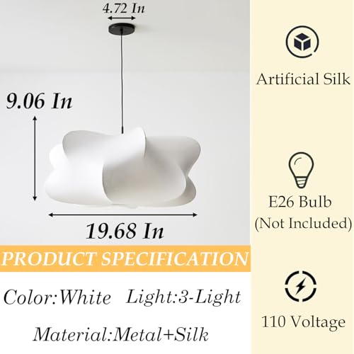 Janpanese Style White Fabric Pendant Light for Bedroom