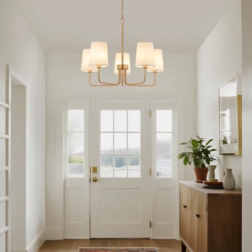 Antique Brass Gold Chandelier with Shades
