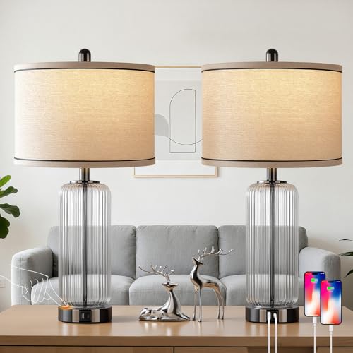 27" Black Glass Table Lamp (2 Count)