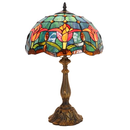 Tiffany Table Lamp Stained Glass Bedside Reading Light W12H19 inch