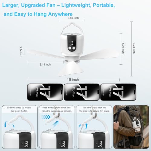 18" Camping Ceiling Fan with Light