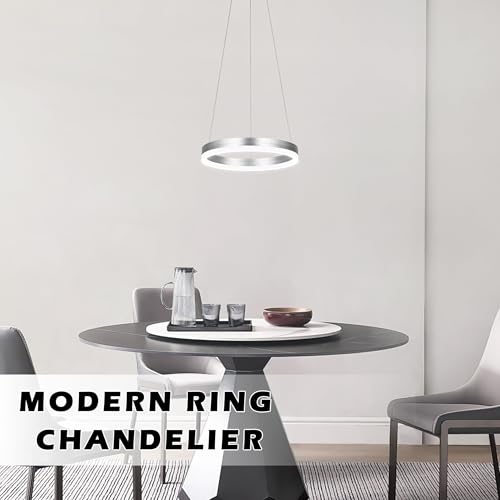 12" Nickel Led Ring Chandelier Ring Modern Led Chandelier 3 Pack Modern Pendant Lights Led Pendant Lights Adjustable Height Light Contemporary Light Fixture for Kitchen Island Dining Room