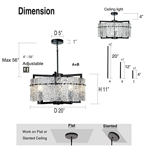 Modern Black Crystal Chandeliers for Dining Room