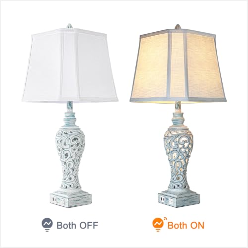 Bedside Table Lamps Set of 2 with Night Lights (2 Count)