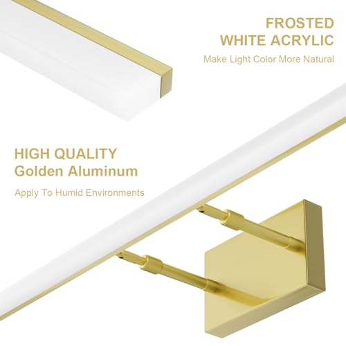31.5inch Brushed Brass Bathroom Vanity Light Fixtures Modern LED Light Fixtures Gold Vanity Lighing for Bathroom Wall Fixtures 5500K