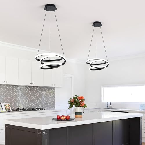 13.78 inches Black Dimmable Modern Led Chandelier with Remote Control