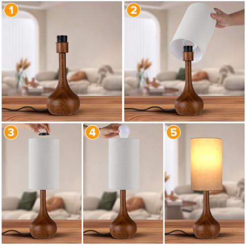 Mid Century Modern Walnut Wood Grain Table Lamp