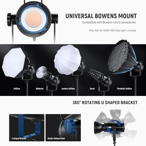 CB 300C RGB LED Video Light with Reflector